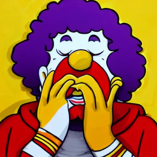 Image similar to ronald mcdonald puking vomiting