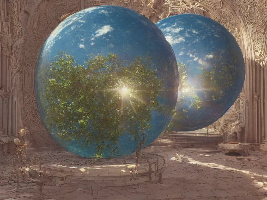 Image similar to 3 d render, sunlight study, the universe is a spheroid region 7 0 5 meters in diameter, art nouveau, by john william waterhouse and ( ( ( ( ( lisa frank ) ) ) ) ), 8 k, sharp focus, octane render