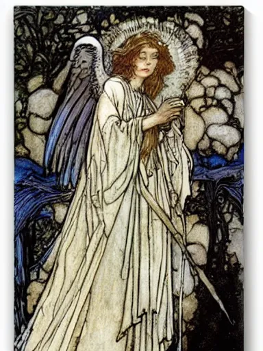 Image similar to angel by rebecca guay and by john william waterhouse and by arthur rackham, detailed, proportional