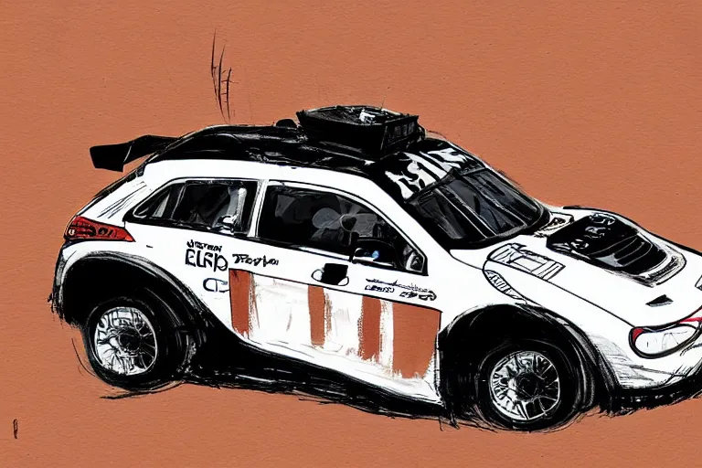 Image similar to a rally car in the style of rafael albuquerque