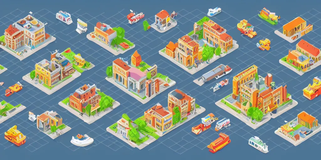 Image similar to cute isometric city