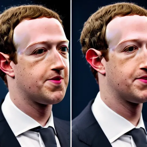 Prompt: mark zuckerberg with face tattoos and body piercings