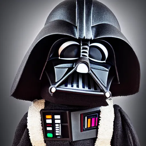 Image similar to studio portrait still of muppet!!!!! darth vader!!!!!! as a muppet muppet as a muppet, 8 k, studio lighting, key light,