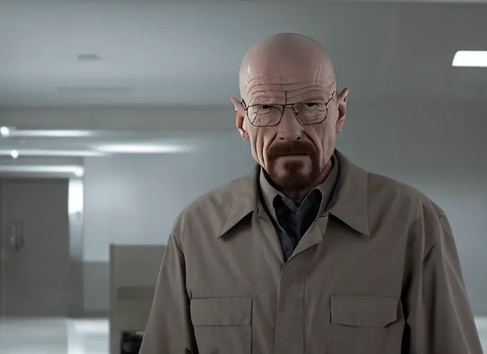 Image similar to film still of Walter White as Gordan Freeman in the Half Life Movie, 4k