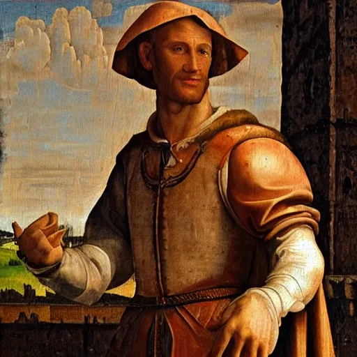 Image similar to A 14th century italian renaissance oil painting of Jerma985, portrait of Jerma985, grainy, realistic, very realistic, hyperrealistic, highly detailed, very detailed, extremely detailed, very neat, very epic, very cool, detailed, trending on artstation