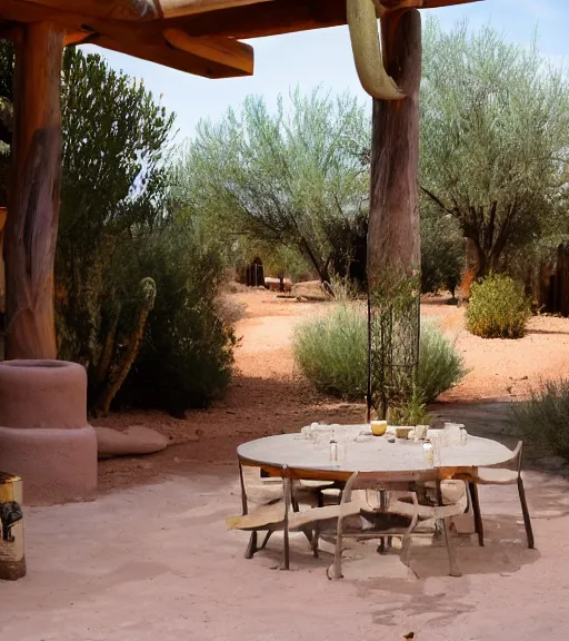 Prompt: desert bloom inside the patio