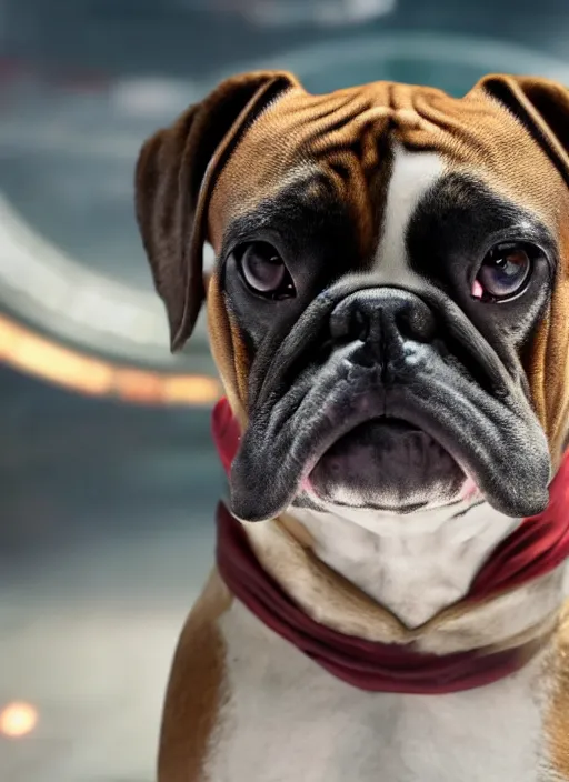 Prompt: film still of a boxer Dog as Doctor Strange in Avengers Endgame, 4k