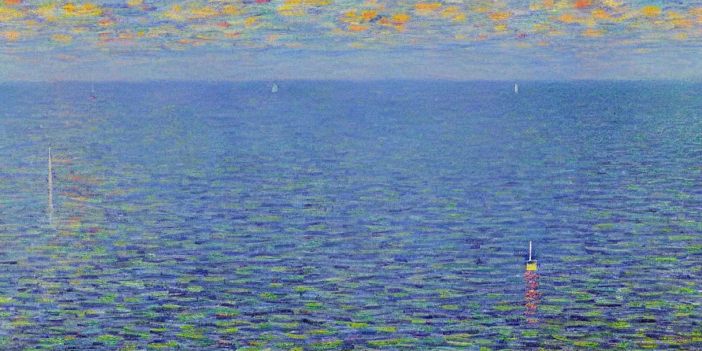 Prompt: Landing of a Falcon 9 in the style of Monet