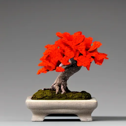 Prompt: plasticine figure of a floral bonsai, 8 k, hdr, trend in artstation, photo studio, professional lighting