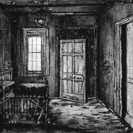 Image similar to interior of a haunted house, late at night