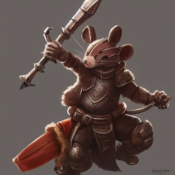 Image similar to warrior mouse with armor reaching for a floating crystal, RPG Portrait, trending on Artstation, Pose Study, ultra detailed, award winning