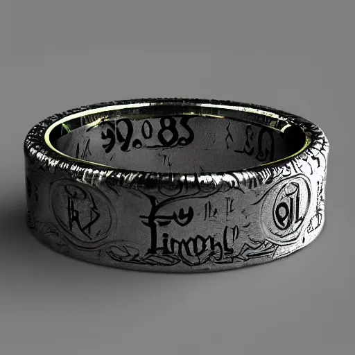 Image similar to the ring from lord if the rings with an imprinted ruler, cm scale imprinted on the inside of the ring, one ring to rule them all, highly detailed, 8 k, trending on artstation, mystic, rpg artwork