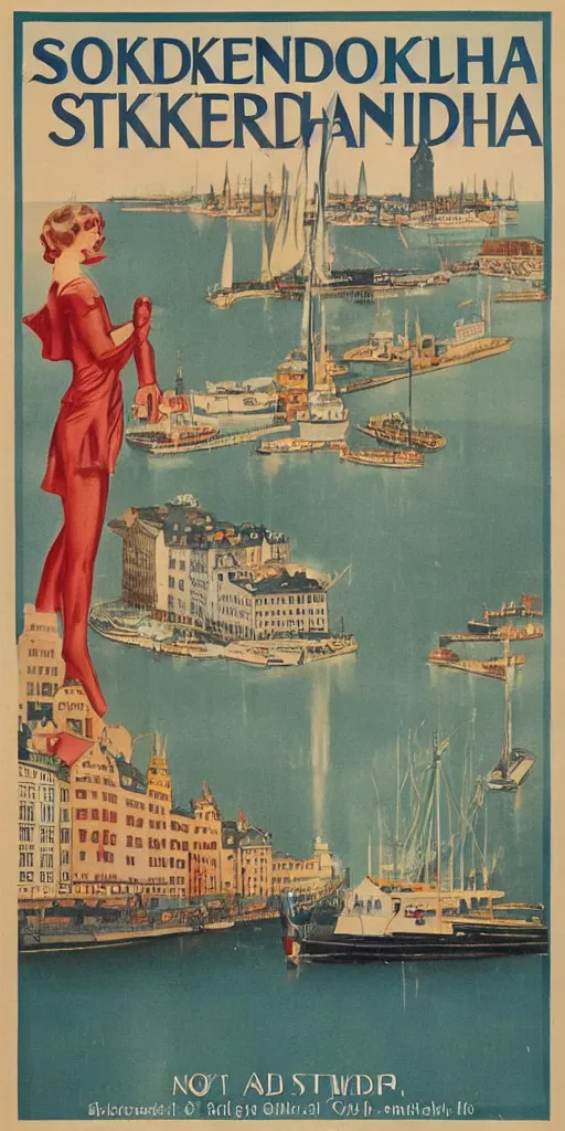 Image similar to a 1 9 2 0 s poster advertising stockholm