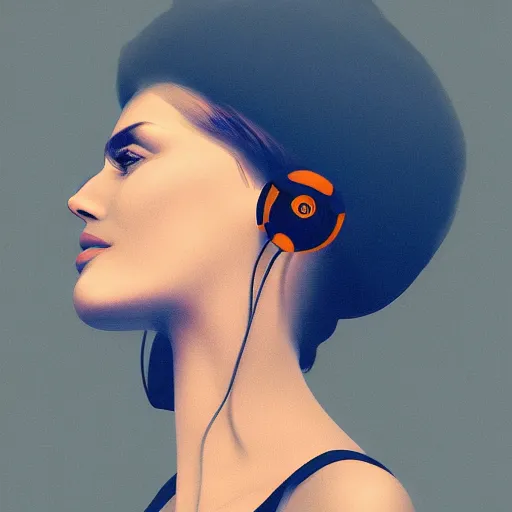 Prompt: a beautiful woman listening to music by stefan threurer, digital art, trending on artstation