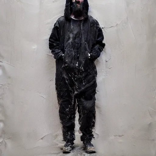 Image similar to a portrait of modern day grigori rasputin wearing hypebeast streetwear hoodie and pants by nicola samori, oil painting, realistic, 8 k, fear of god style