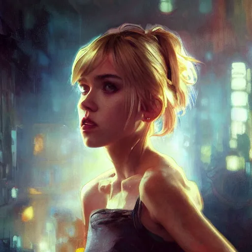 Image similar to hanna montana, full figure, long shot hyperrealistic portrait, bladerunner street, art of elysium by jeremy mann and alphonse mucha, fantasy art, photo realistic, dynamic lighting, artstation, poster, volumetric lighting, very detailed face, 4 k, award winning