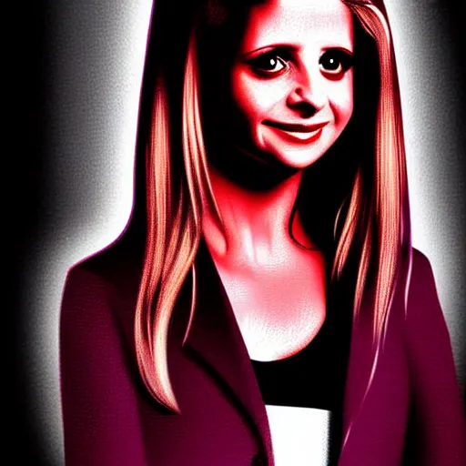 Image similar to sarah michelle gellar, buffy the vampire slayer digital art, in the style of jo chen