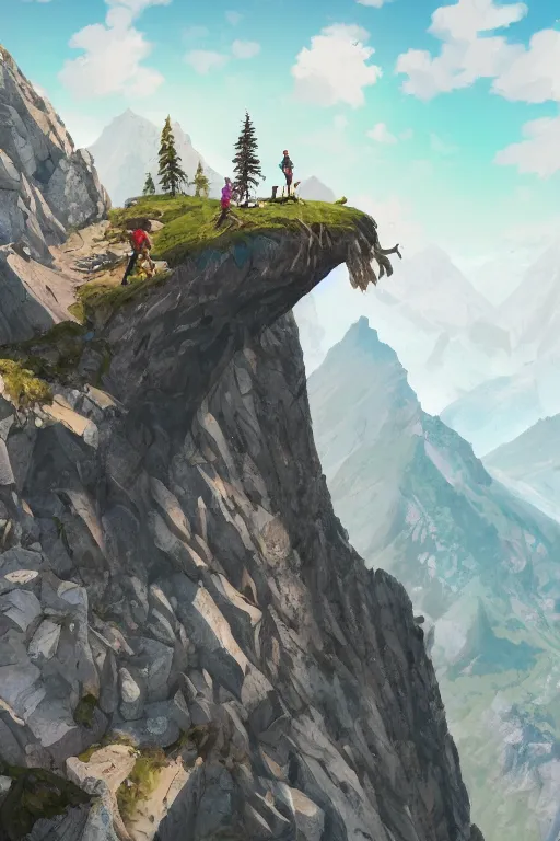 Image similar to climb mountain mountaintop illustration trending on artstation