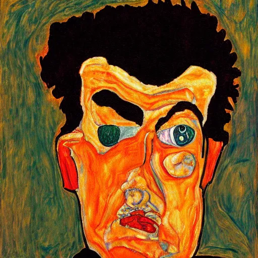Image similar to a painting of donald trump in the style of egon schiele.