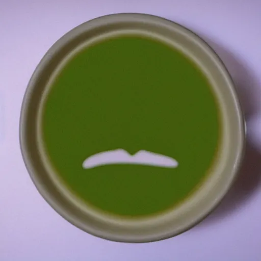 Image similar to luigi's face on the surface of green tea.