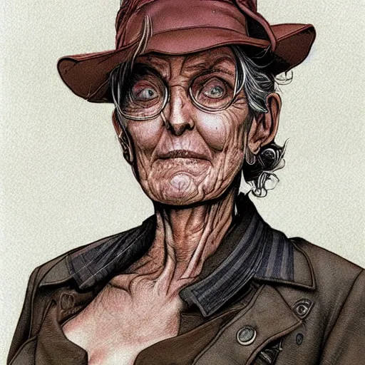 Image similar to a beautiful portrait of an old woman Travis Charest style