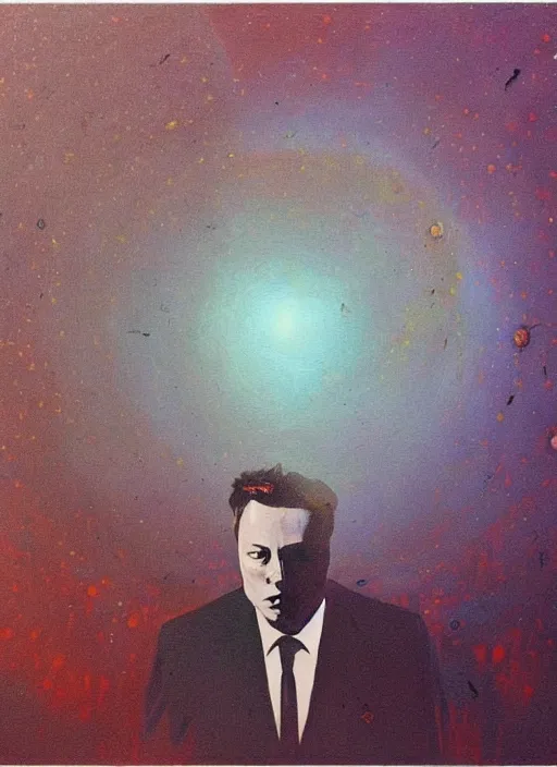 Image similar to A painting of Elon Musk in style of Beksinski. Very detailed