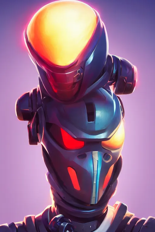 Image similar to epic mask helmet robot ninja portrait stylized as fornite style game design fanart by concept artist gervasio canda, behance hd by jesper ejsing, by rhads, makoto shinkai and lois van baarle, ilya kuvshinov, rossdraws global illumination radiating a glowing aura global illumination ray tracing hdr render in unreal engine 5