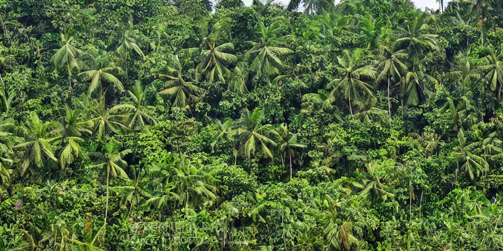 Image similar to abandoned sri lankan city, overgrown greenery, photograph