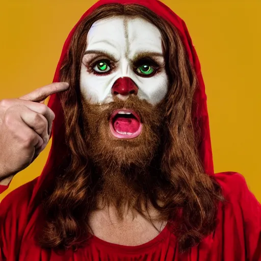 Prompt: jesus christ cosplaying as satan at halloween