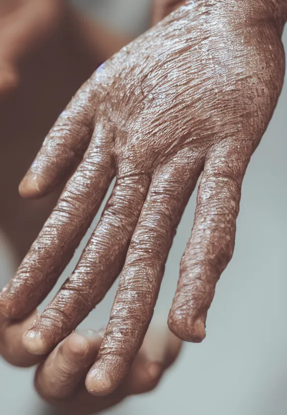 Image similar to a photo of one ultra detailed photorealistic woman's cupped palm, palm pattern visible, instagram photo, studio photo, 9 0 mm, f / 1. 4