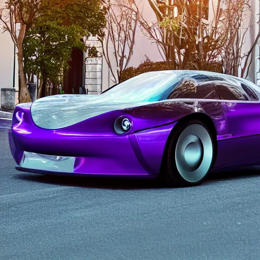 Prompt: Purple car drom the future