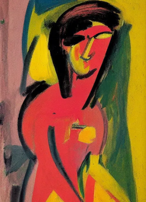 Image similar to willem de kooning painting, portrait of a girl