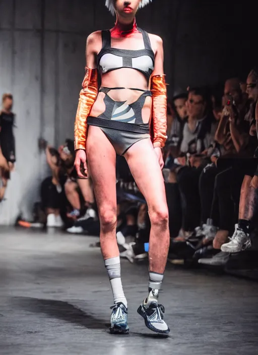 Image similar to hyperrealistic and heavy detailed adidas runway show of movie the fifth element leeloo dallas, leica sl 2 5 0 mm, vivid color, high quality, high textured, real life