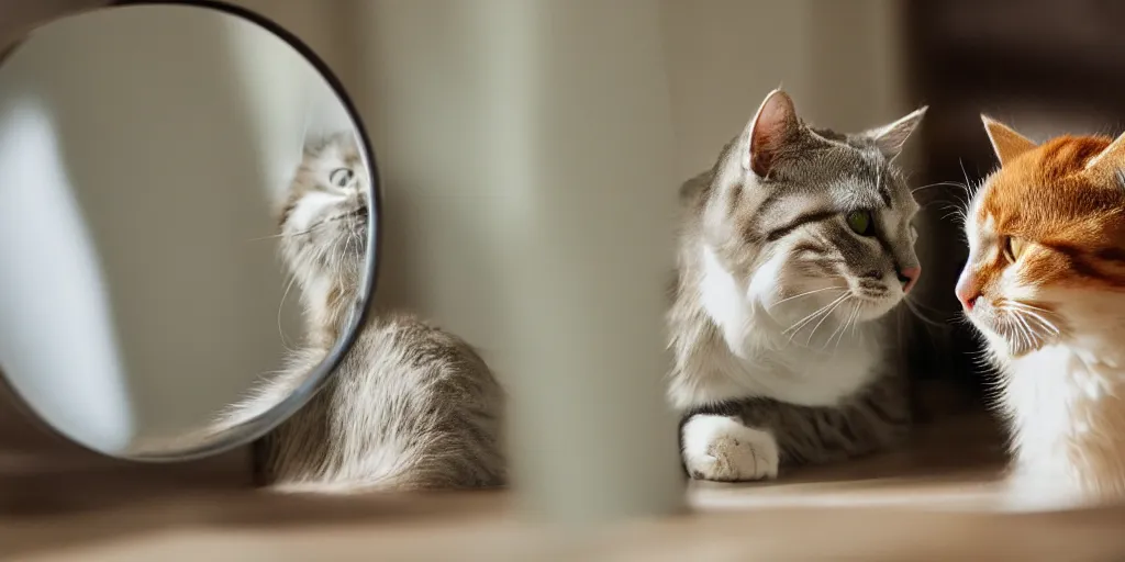 Image similar to cat looking in mirror