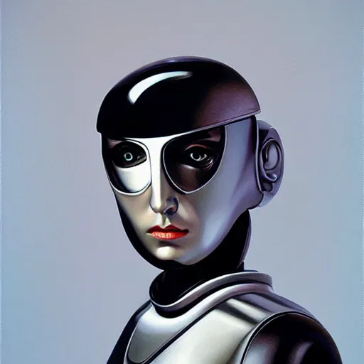 Prompt: futuristic robot portrait by caravaggio