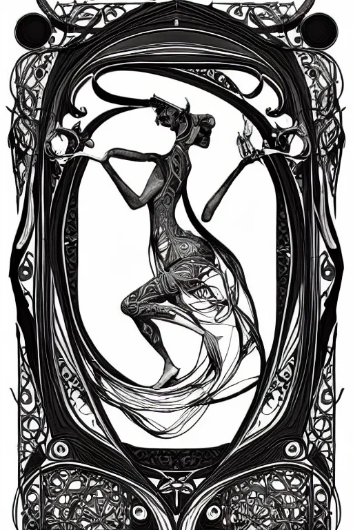 Prompt: an intricate art nouveau frame edges only, black center, highly detailed, artstation, concept art, matte, sharp focus,