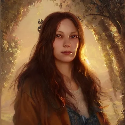 Image similar to portrait of a swedish woman ( 3 5 ) from sweden in 2 0 2 1, an oil painting by ross tran and thomas kincade