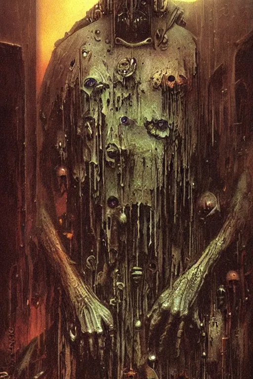 Prompt: warhammer 4 0 k cyberpunk cultist by beksinski, high detail hyperrealistic