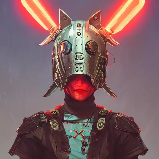 Image similar to cyberpunk viking helmet mask warrior goddess robot ninja fantasy, art gta 5 cover, official fanart behance hd artstation by jesper ejsing, by rhads, makoto shinkai and lois van baarle, ilya kuvshinov, ossdraws