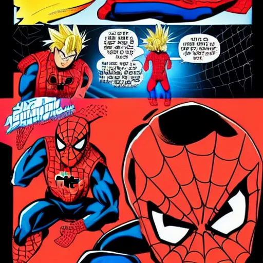 Prompt: spiderman is a super Saiyan