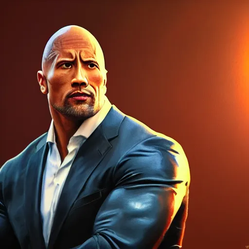 Image similar to an oil painting of dwayne johnson wearing wearing a fancy elegant suit, by artgerm, hd, hdr, ue 5, ue 6, unreal engine 5, realistic anime 3 d style, cinematic 4 k wallpaper, 8 k, ultra detailed, gta cover art, high resolution, artstation, award winning