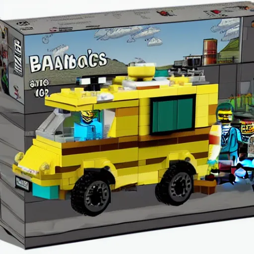 Image similar to breaking bad van and Walter White and Jesse pinkman as a lego set