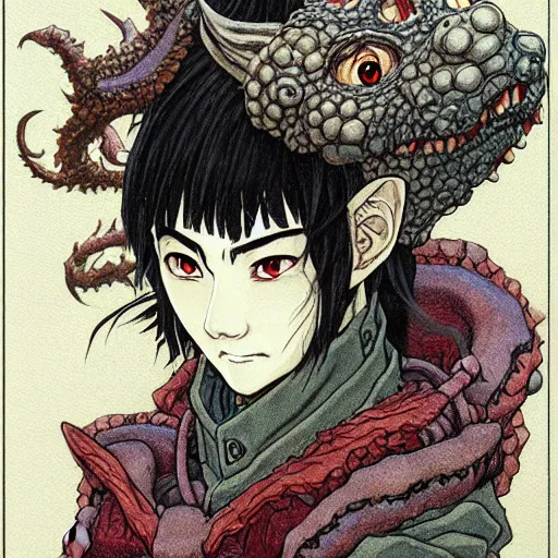 Image similar to prompt : portrait of dungeon and dragons character painted in miyazaki color style drawn by katsuhiro otomo and takato yamamoto, inspired by fables, china doll face, smooth face feature, intricate oil painting, high detail, sharp high detail, manga and anime 2 0 0 0