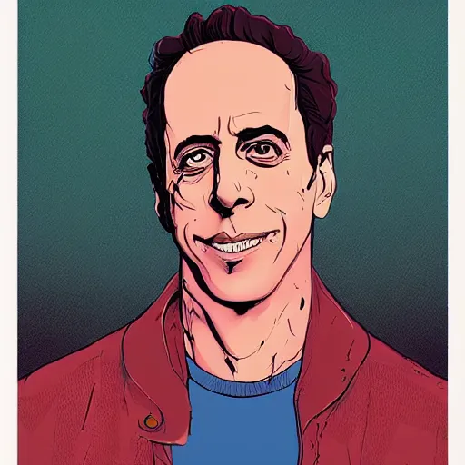 Prompt: a study of cell shaded portrait of jerry seinfeld 8 concept art, llustration, post grunge, concept art by josan gonzales and wlop, by james jean, Victo ngai, David Rubín, Mike Mignola, Laurie Greasley, highly detailed, sharp focus, alien, Trending on Artstation, HQ, deviantart, art by artgem