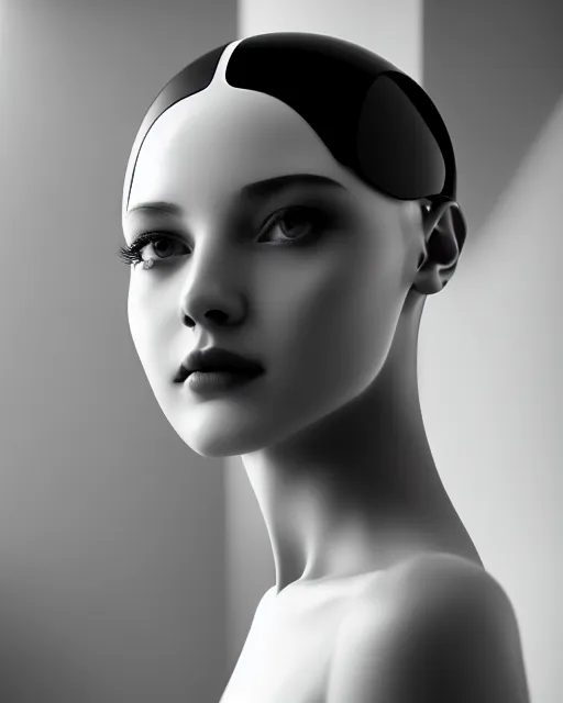 Image similar to black and white dreamy young beautiful female artificial intelligence, cinematic, rim light, photo - realistic, elegant, high detail, 8 k, masterpiece, photo taken in 1 9 3 0