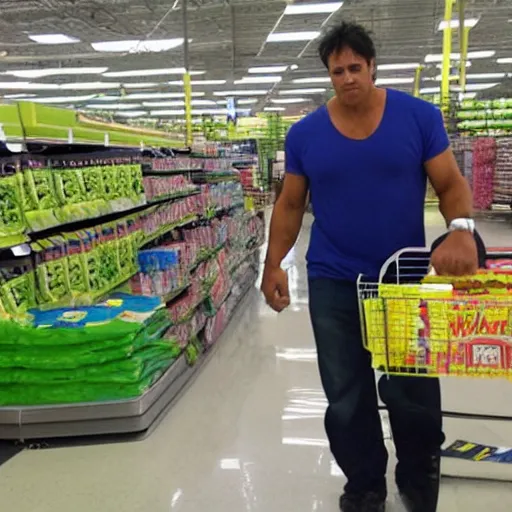 Image similar to the incredible hulk shoping at walmart