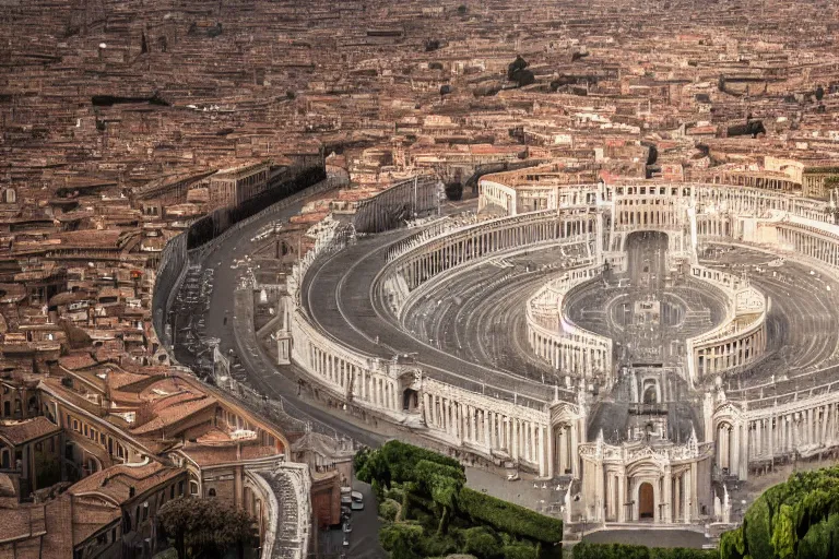 Image similar to vatican city, tilt - shift photography, finely detailed, award - winning, 8 k,