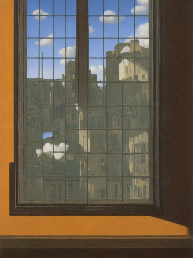 Image similar to the window by rene magritte, detailed painting, hd, hq, high resolution, high detail, 4 k, 8 k