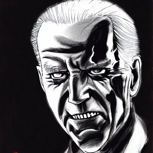 Image similar to Joe Biden looking sinister, by Tsutomu Nihei, highly detailed