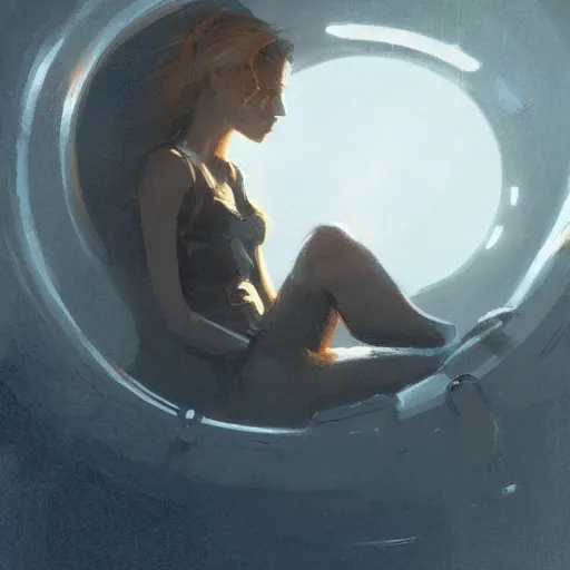 Prompt: concept art by greg rutkowski, a very tall, and slender woman with blond hair, sitting in the cockpit of a submarine, claustrophobic environment, dark lighting atmosphere, detailed portraits, uncanny and scary atmosphere, scifi, digital painting, artstation, concept art, smooth, sharp foccus ilustration, artstation hq